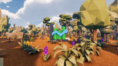 Sürdürülebilir kalkınma hedefleri için grafiksel kaynaklar biyolojik çeşitlilik büyüyen bir ekonomi ve ekoloji 3D yorumlama ve düşük polyester