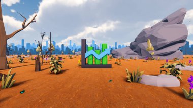 Sürdürülebilir kalkınma hedefleri için grafiksel kaynaklar biyolojik çeşitlilik büyüyen bir ekonomi ve ekoloji 3D yorumlama ve düşük polyester