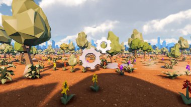 Sürdürülebilir kalkınma hedefleri için grafiksel kaynaklar biyolojik çeşitlilik büyüyen bir ekonomi ve ekoloji 3D yorumlama ve düşük polyester