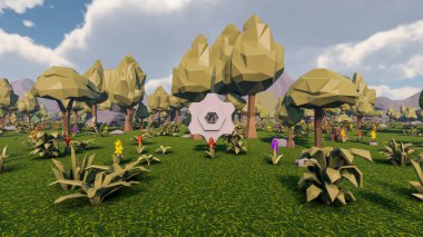 Sürdürülebilir kalkınma hedefleri için grafiksel kaynaklar biyolojik çeşitlilik büyüyen bir ekonomi ve ekoloji 3D yorumlama ve düşük polyester