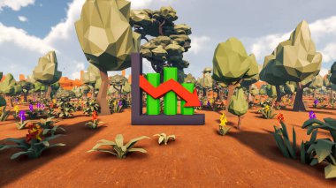 Sürdürülebilir kalkınma hedefleri için grafiksel kaynaklar biyolojik çeşitlilik büyüyen bir ekonomi ve ekoloji 3D yorumlama ve düşük polyester