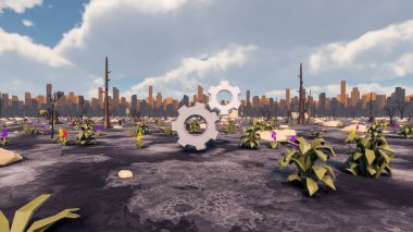 Sürdürülebilir kalkınma hedefleri için grafiksel kaynaklar biyolojik çeşitlilik büyüyen bir ekonomi ve ekoloji 3D yorumlama ve düşük polyester