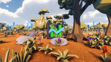 Sürdürülebilir kalkınma hedefleri için grafiksel kaynaklar biyolojik çeşitlilik büyüyen bir ekonomi ve ekoloji 3D yorumlama ve düşük polyester