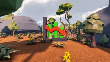 Sürdürülebilir kalkınma hedefleri için grafiksel kaynaklar biyolojik çeşitlilik büyüyen bir ekonomi ve ekoloji 3D yorumlama ve düşük polyester