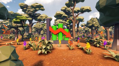 Sürdürülebilir kalkınma hedefleri için grafiksel kaynaklar biyolojik çeşitlilik büyüyen bir ekonomi ve ekoloji 3D yorumlama ve düşük polyester