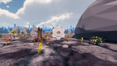 Sürdürülebilir kalkınma hedefleri için grafiksel kaynaklar biyolojik çeşitlilik büyüyen bir ekonomi ve ekoloji 3D yorumlama ve düşük polyester