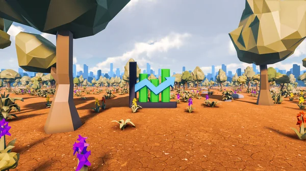 Sürdürülebilir kalkınma hedefleri için grafiksel kaynaklar biyolojik çeşitlilik büyüyen bir ekonomi ve ekoloji 3D yorumlama ve düşük polyester