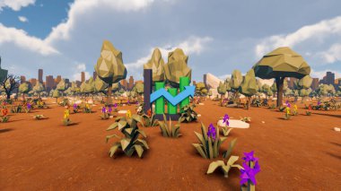 Sürdürülebilir kalkınma hedefleri için grafiksel kaynaklar biyolojik çeşitlilik büyüyen bir ekonomi ve ekoloji 3D yorumlama ve düşük polyester