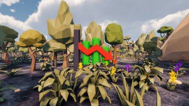 Sürdürülebilir kalkınma hedefleri için grafiksel kaynaklar biyolojik çeşitlilik büyüyen bir ekonomi ve ekoloji 3D yorumlama ve düşük polyester