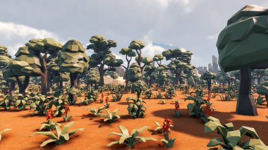 Sürdürülebilir kalkınma hedefleri, biyolojik çeşitlilik, büyüyen bir ekonomi ve ekoloji için grafiksel kaynaklar. 3B oluşturma ve düşük polyester