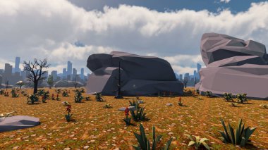 Sürdürülebilir kalkınma hedefleri, biyolojik çeşitlilik, büyüyen bir ekonomi ve ekoloji için grafiksel kaynaklar. 3B oluşturma ve düşük polyester