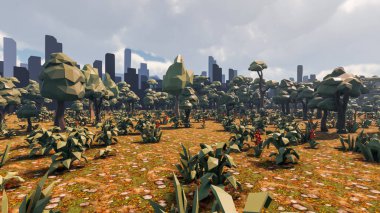 Sürdürülebilir kalkınma hedefleri, biyolojik çeşitlilik, büyüyen bir ekonomi ve ekoloji için grafiksel kaynaklar. 3B oluşturma ve düşük polyester