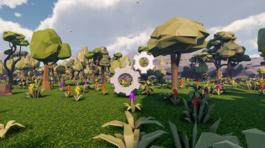 Sürdürülebilir kalkınma hedefleri için grafiksel kaynaklar biyolojik çeşitlilik büyüyen bir ekonomi ve ekoloji 3D yorumlama ve düşük polyester