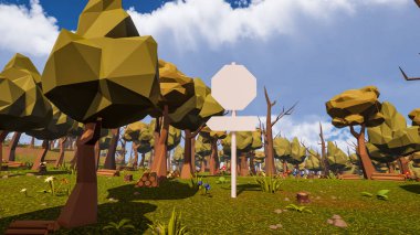 Sürdürülebilir kalkınma hedefleri, biyolojik çeşitlilik, büyüyen bir ekonomi ve ekoloji için grafiksel kaynaklar çokgen stili. 3 Boyutlu Hazırlama