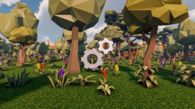 Sürdürülebilir kalkınma hedefleri için grafiksel kaynaklar biyolojik çeşitlilik büyüyen bir ekonomi ve ekoloji 3D yorumlama ve düşük polyester