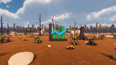 Sürdürülebilir kalkınma hedefleri için grafiksel kaynaklar biyolojik çeşitlilik büyüyen bir ekonomi ve ekoloji 3D yorumlama ve düşük polyester