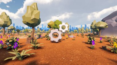 Sürdürülebilir kalkınma hedefleri için grafiksel kaynaklar biyolojik çeşitlilik büyüyen bir ekonomi ve ekoloji 3D yorumlama ve düşük polyester