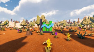 Sürdürülebilir kalkınma hedefleri için grafiksel kaynaklar biyolojik çeşitlilik büyüyen bir ekonomi ve ekoloji 3D yorumlama ve düşük polyester