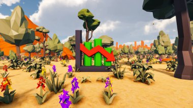 Sürdürülebilir kalkınma hedefleri için grafiksel kaynaklar biyolojik çeşitlilik büyüyen bir ekonomi ve ekoloji 3D yorumlama ve düşük polyester