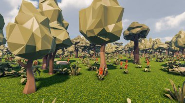 Sürdürülebilir kalkınma hedefleri, biyolojik çeşitlilik, büyüyen bir ekonomi ve ekoloji için grafiksel kaynaklar. 3B oluşturma ve düşük polyester