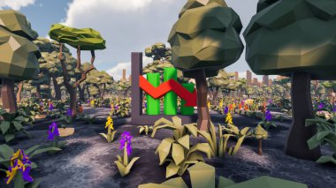 Sürdürülebilir kalkınma hedefleri için grafiksel kaynaklar biyolojik çeşitlilik büyüyen bir ekonomi ve ekoloji 3D yorumlama ve düşük polyester