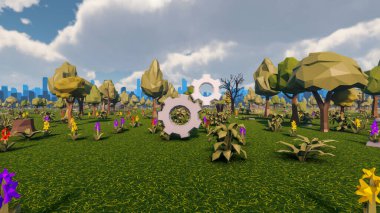 Sürdürülebilir kalkınma hedefleri için grafiksel kaynaklar biyolojik çeşitlilik büyüyen bir ekonomi ve ekoloji 3D yorumlama ve düşük polyester