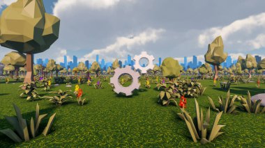 Sürdürülebilir kalkınma hedefleri için grafiksel kaynaklar biyolojik çeşitlilik büyüyen bir ekonomi ve ekoloji 3D yorumlama ve düşük polyester