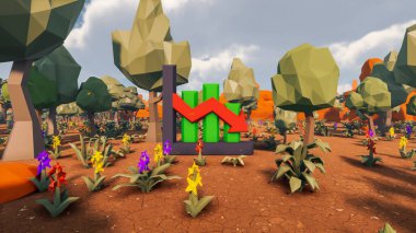 Sürdürülebilir kalkınma hedefleri için grafiksel kaynaklar biyolojik çeşitlilik büyüyen bir ekonomi ve ekoloji 3D yorumlama ve düşük polyester