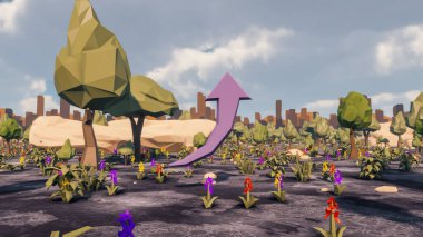 Sürdürülebilir kalkınma hedefleri için grafiksel kaynaklar biyolojik çeşitlilik büyüyen bir ekonomi ve ekoloji 3D yorumlama ve düşük polyester