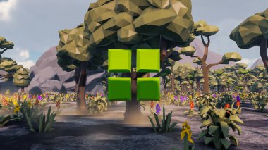 Sürdürülebilir kalkınma hedefleri için grafiksel kaynaklar biyolojik çeşitlilik büyüyen bir ekonomi ve ekoloji 3D yorumlama ve düşük polyester