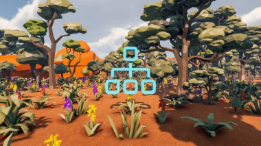 Landscape influence with communicate and campanies for wellness 3d render