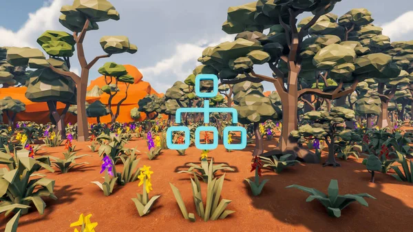 Landscape influence with communicate and campanies for wellness 3d render