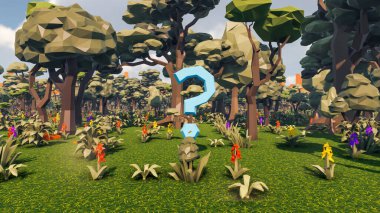 Landscape beautiful with insights and signs for field 3d render