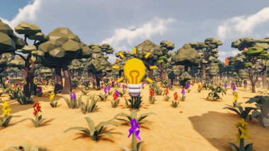 Landscape beautiful with insights and signs for field 3d render