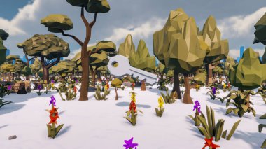 Landscape beautiful with insights and signs for field 3d render