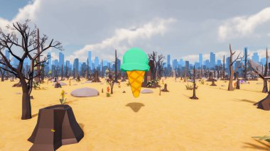 Landscape beautiful with insights and signs for field 3d render