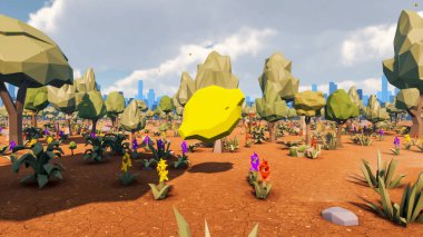 Landscape beautiful with insights and signs for field 3d render