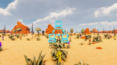 Landscape beautiful with insights and signs for field 3d render