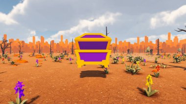 Landscape beautiful with insights and signs for field 3d render