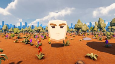 Landscape beautiful with insights and signs for field 3d render