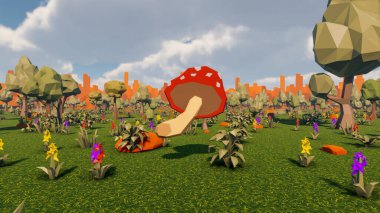 Landscape beautiful with insights and signs for field 3d render