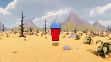 Landscape beautiful with insights and signs for field 3d render