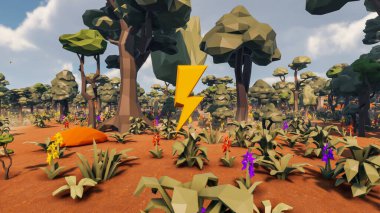 Landscape beautiful with insights and signs for field 3d render