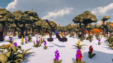 Landscape beautiful with insights and signs for field 3d render