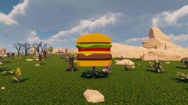 Landscape beautiful with insights and signs for field 3d render