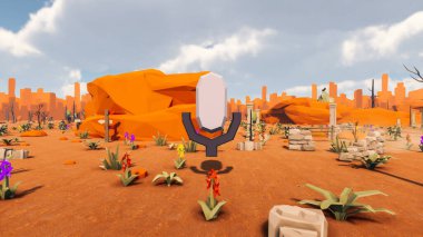 Landscape beautiful with insights and signs for field 3d render