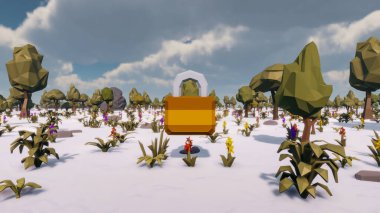 Landscape beautiful with insights and signs for field 3d render