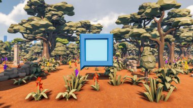 Landscape beautiful with insights and signs for field 3d render