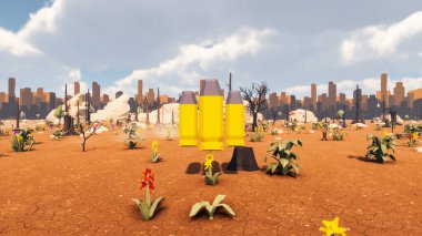 Landscape beautiful with insights and signs for field 3d render