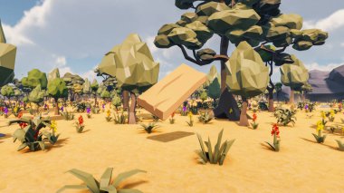 Landscape beautiful with insights and signs for field 3d render